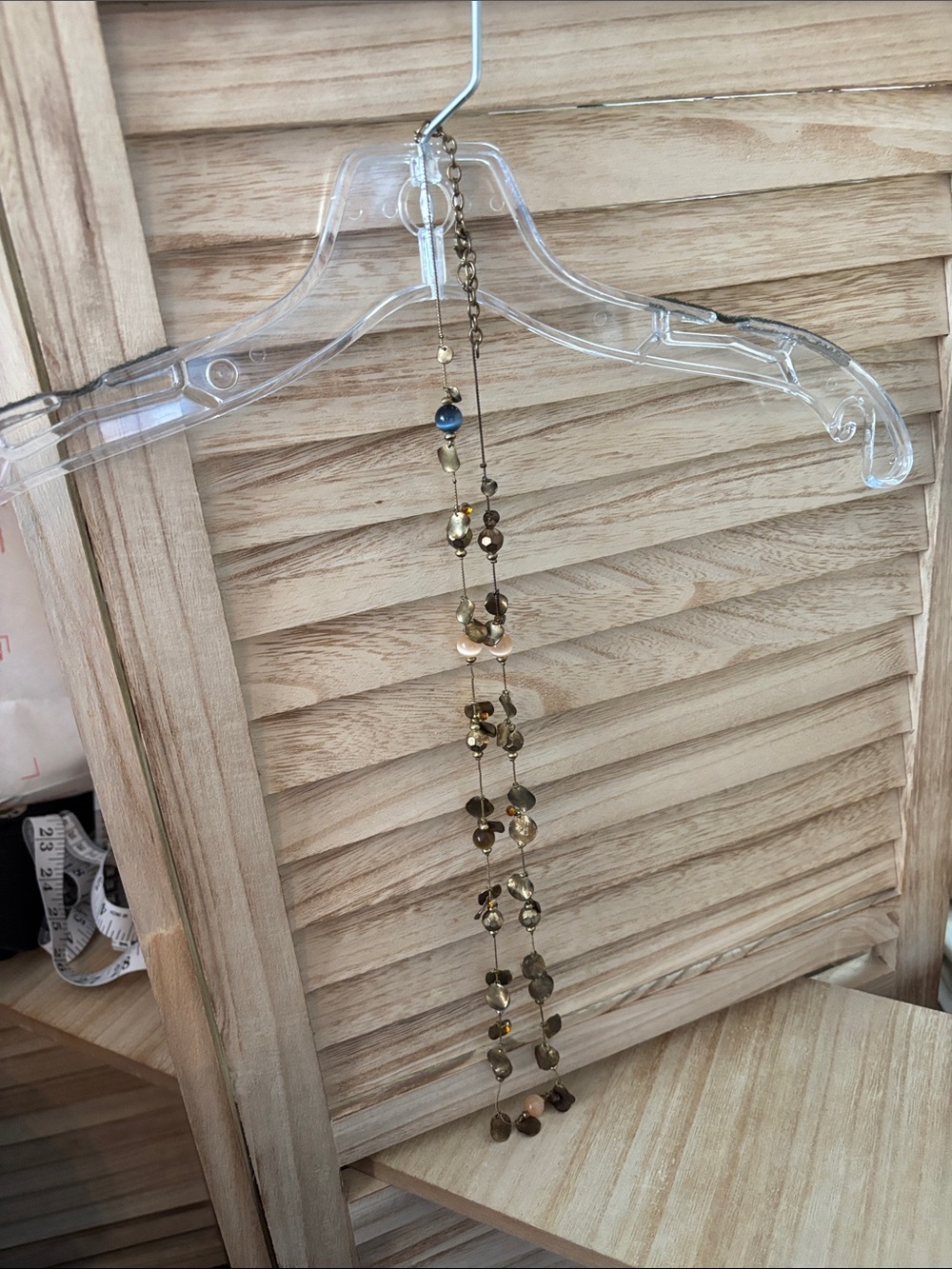 Long Gold-Tone Vintage Beaded Necklace